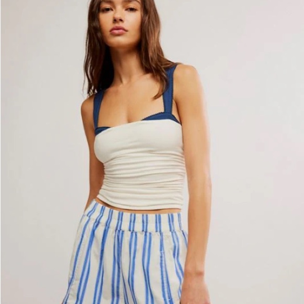 Free People Cream Tank with Navy Blue Straps - Picture 2 of 3
